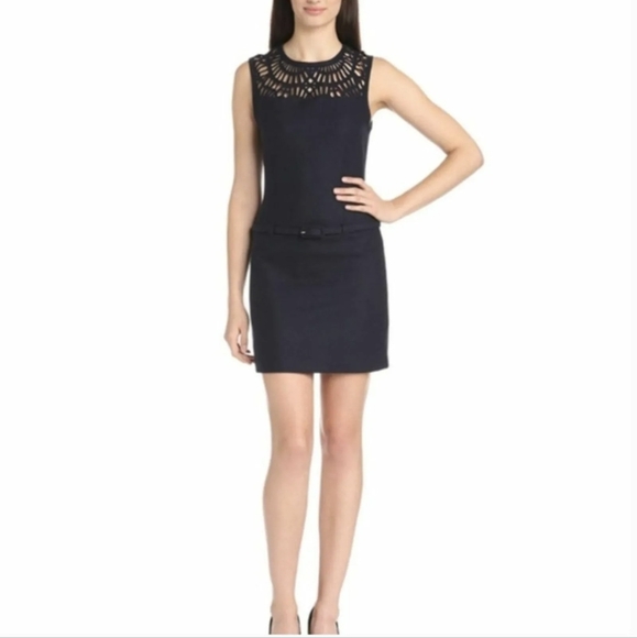 Susana Monaco Navy Wool Blend Belted Natalie  Dress. Sz 10 , NWT - Picture 1 of 6